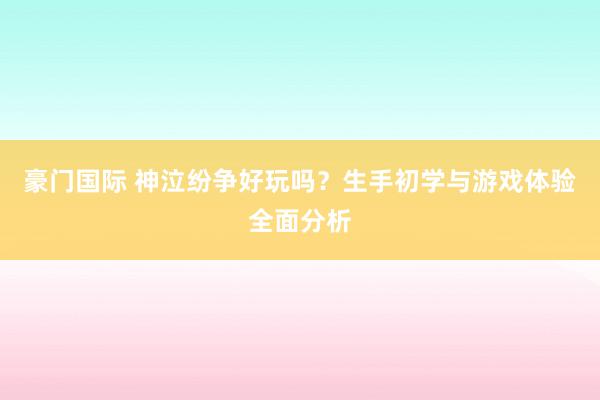 豪门国际 神泣纷争好玩吗？生手初学与游戏体验全面分析