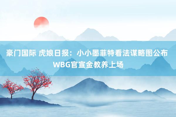 豪门国际 虎娘日报：小小墨菲特看法谋略图公布 WBG官宣金教养上场