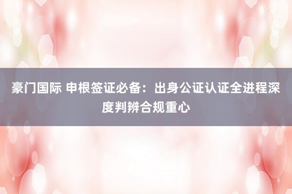 豪门国际 申根签证必备：出身公证认证全进程深度判辨合规重心