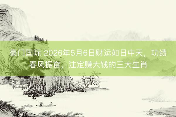 豪门国际 2026年5月6日财运如日中天，功绩春风振奋，注定赚大钱的三大生肖
