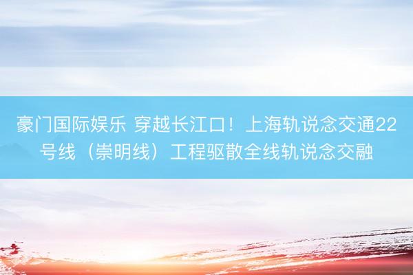 豪门国际娱乐 穿越长江口！上海轨说念交通22号线（崇明线）工程驱散全线轨说念交融